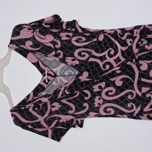 Black with pink pattern polyester dress